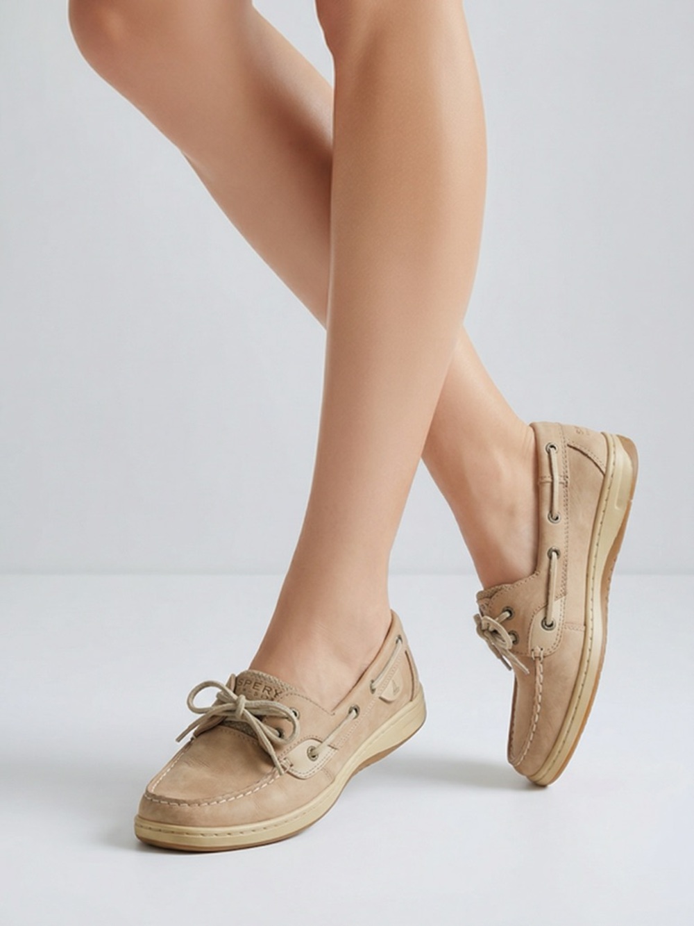 Sperry Top-Sider Womens Angelfish Linen Oat Leather Boat Shoes Size 6.5M